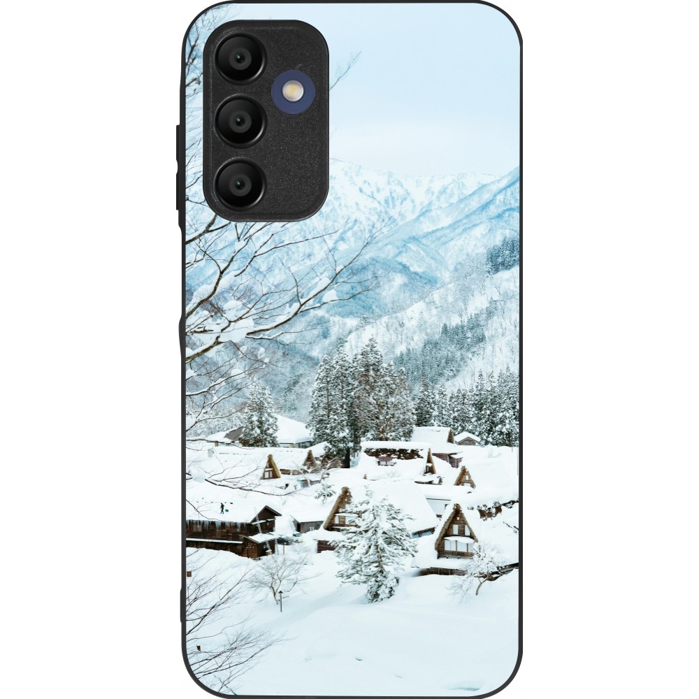 Samsung Galaxy A15 Case Hülle - Silikon schwarz Winter 25 Winter snowy landscape