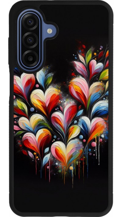 Coque Samsung Galaxy A17 - Silicone rigide noir Valentine 2024 Coeur Noir Abstrait