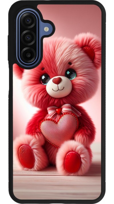 Coque Samsung Galaxy A17 - Silicone rigide noir Valentine 2024 Ourson rose