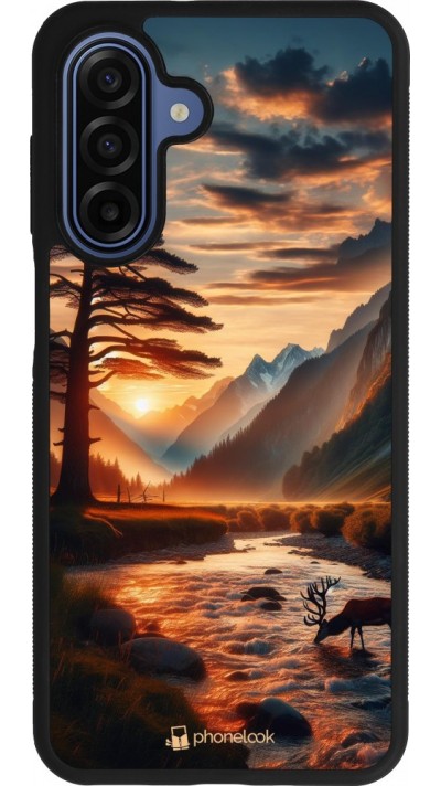 Coque Samsung Galaxy A17 - Silicone rigide noir Valley Sunset Deer Tree