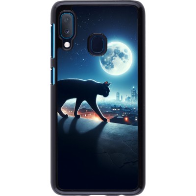 Samsung Galaxy A20e Case Hülle - Schwarze Katze unter dem Vollmond
