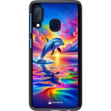 Samsung Galaxy A20e Case Hülle - Glücklicher Regenbogen-Delfin