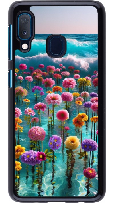 Samsung Galaxy A20e Case Hülle - Blumenmeer Wellen