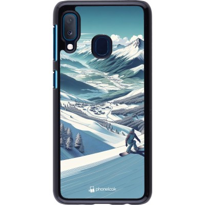 Samsung Galaxy A20e Case Hülle - Snowboarder Berg