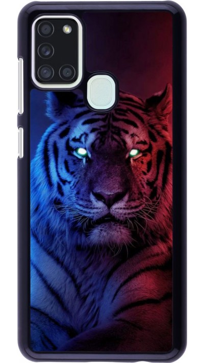 Coque Samsung Galaxy A21s - Tiger Blue Red Coque Samsung Galaxy A21s - Tiger Blue Red