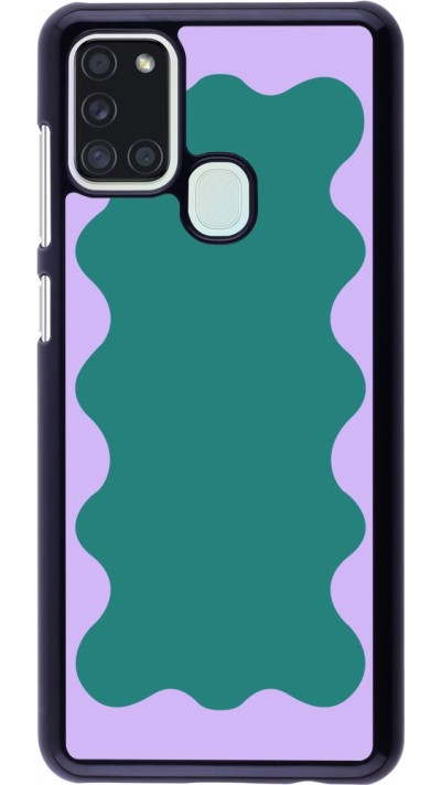 Samsung Galaxy A21s Case Hülle - Wavy Rectangle Green Purple