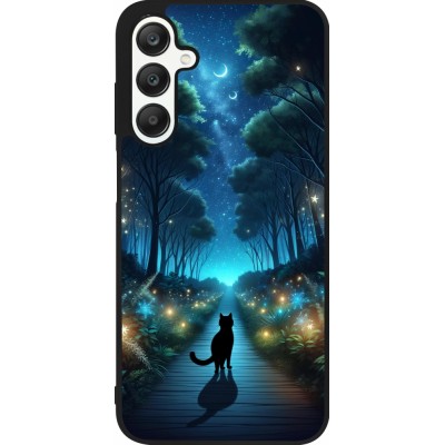 Samsung Galaxy A25 Case Hülle - Silikon schwarz Schwarze Katze Spaziergang
