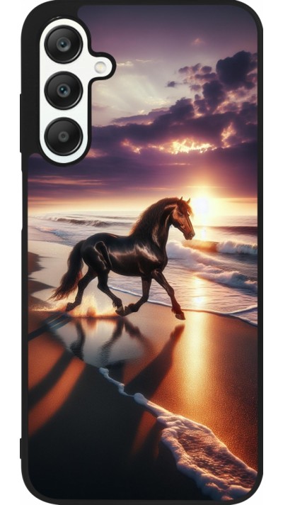 Samsung Galaxy A25 Case Hülle - Silikon schwarz Pferd majestätisch Strand