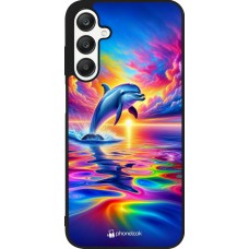 Samsung Galaxy A25 Case Hülle - Silikon schwarz Glücklicher Regenbogen-Delfin