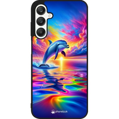 Samsung Galaxy A25 Case Hülle - Silikon schwarz Glücklicher Regenbogen-Delfin