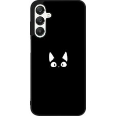 Samsung Galaxy A25 Case Hülle - Silikon schwarz Funny cat on black