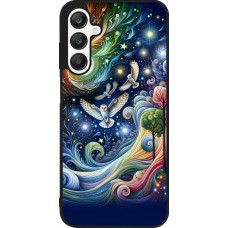 Samsung Galaxy A25 Case Hülle - Silikon schwarz Fliegender Blumen-Eule