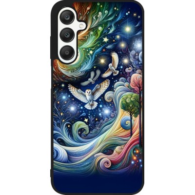 Samsung Galaxy A25 Case Hülle - Silikon schwarz Fliegender Blumen-Eule
