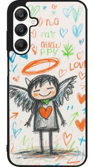 Samsung Galaxy A25 Case Hülle - Silikon schwarz Little Angel Sketch Love