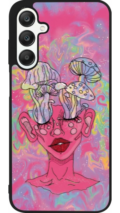 Samsung Galaxy A25 Case Hülle - Silikon schwarz Psychedelic pink mushroom