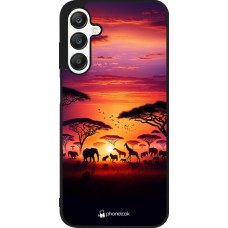 Samsung Galaxy A25 Case Hülle - Silikon schwarz Safari Sonnenuntergang Wildtiere