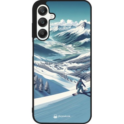 Samsung Galaxy A25 Case Hülle - Silikon schwarz Snowboarder Berg