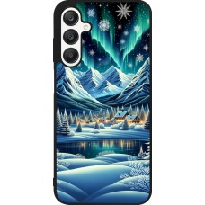 Coque Samsung Galaxy A25 - Silicone rigide noir Snowy Mountain Village Lake night