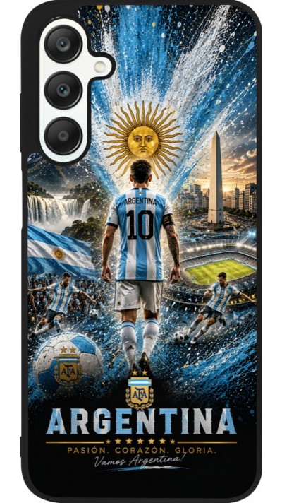 Coque Samsung Galaxy A25 - Silicone rigide noir Football Argentine splash 2026