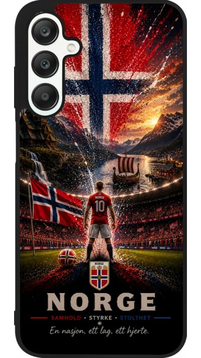 Coque Samsung Galaxy A25 - Silicone rigide noir Football Norvège splash 2026