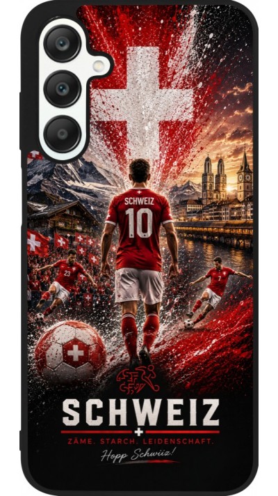 Coque Samsung Galaxy A25 - Silicone rigide noir Football Schweiz splash 2026
