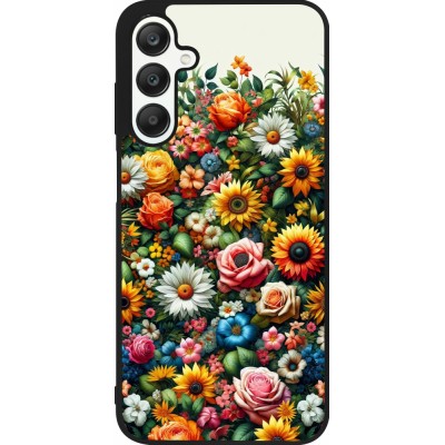 Samsung Galaxy A25 Case Hülle - Silikon schwarz Sommer Blumenmuster