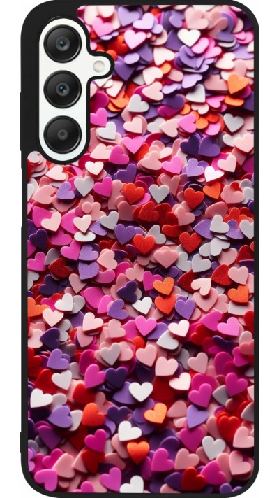 Samsung Galaxy A25 Case Hülle - Silikon schwarz Valentin 2025 Konfetti