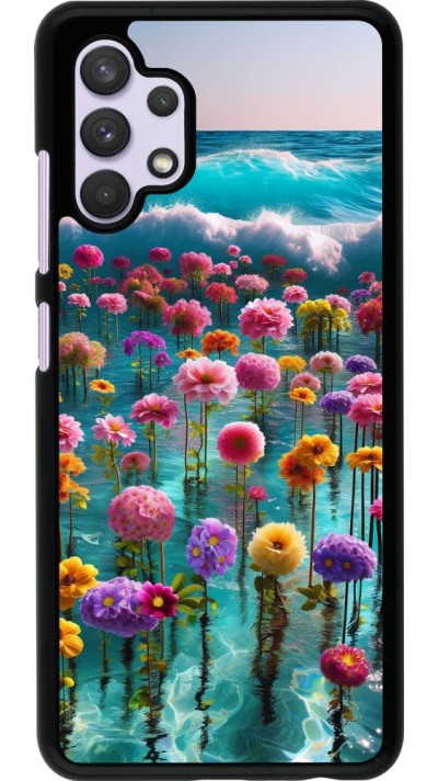 Samsung Galaxy A32 Case Hülle - Blumenmeer Wellen