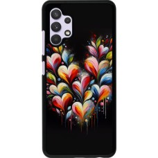 Coque Samsung Galaxy A32 - Valentine 2024 Coeur Noir Abstrait