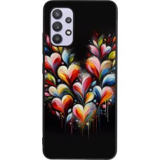Coque Samsung Galaxy A32 - Silicone rigide noir Valentine 2024 Coeur Noir Abstrait