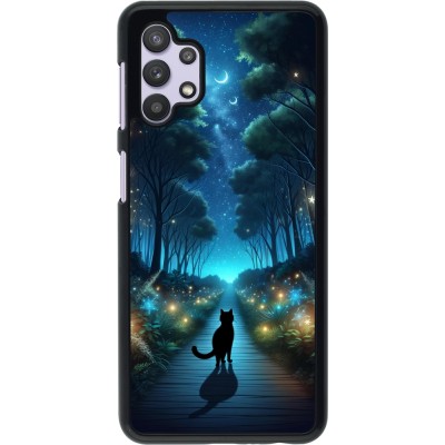 Samsung Galaxy A32 5G Case Hülle - Schwarze Katze Spaziergang