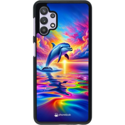 Samsung Galaxy A32 5G Case Hülle - Glücklicher Regenbogen-Delfin