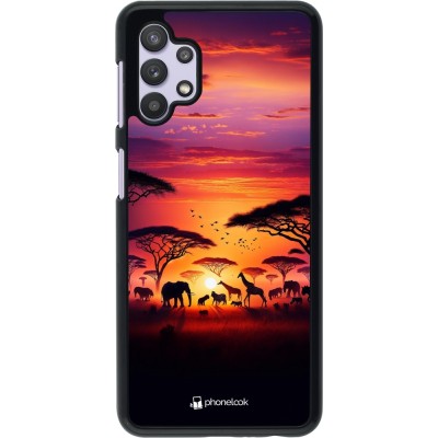 Samsung Galaxy A32 5G Case Hülle - Safari Sonnenuntergang Wildtiere