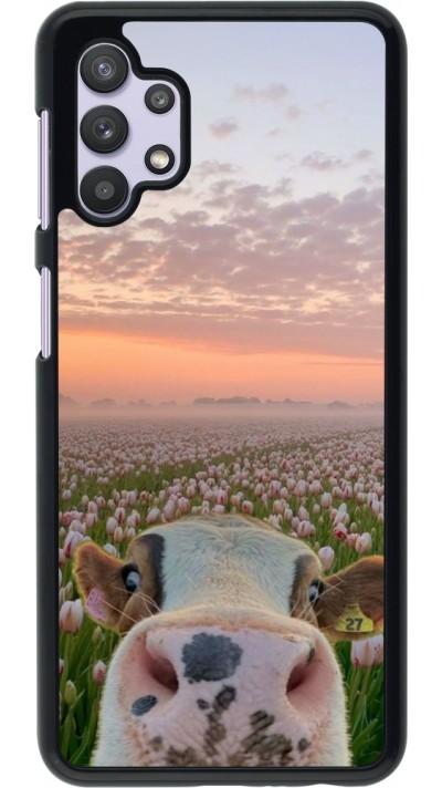 Coque Samsung Galaxy A32 5G - Cow with tulips Spring 2026