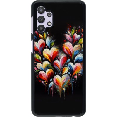 Samsung Galaxy A32 5G Case Hülle - Valentin 2024 Schwarzes Herz Abstrakt