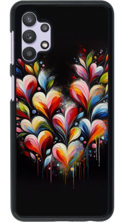 Samsung Galaxy A32 5G Case Hülle - Valentin 2024 Schwarzes Herz Abstrakt