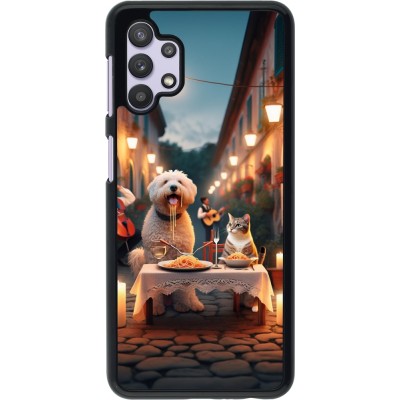 Samsung Galaxy A32 5G Case Hülle - Valentin 2024 Hund & Katze Kerzenlicht