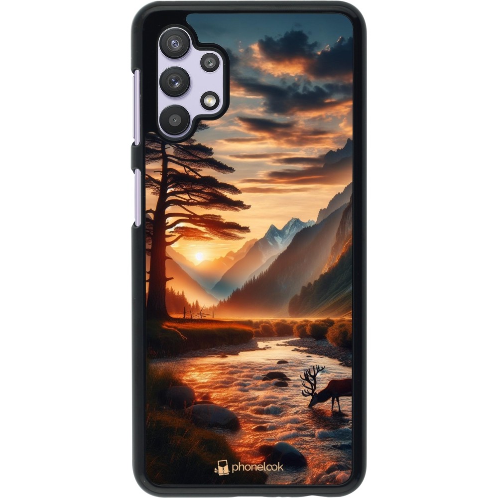 Samsung Galaxy A32 5G Case Hülle - Tal Sonnenuntergang Hirsch Baum