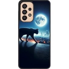 Samsung Galaxy A33 5G Case Hülle - Silikon schwarz Schwarze Katze unter dem Vollmond