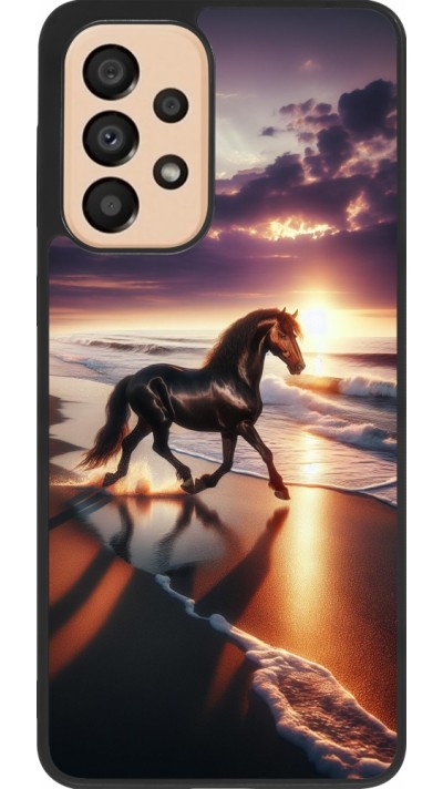 Samsung Galaxy A33 5G Case Hülle - Silikon schwarz Pferd majestätisch Strand