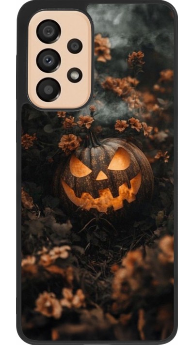 Samsung Galaxy A33 5G Case Hülle - Silikon schwarz Halloween 2025 Pumpkin with flowers