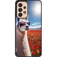 Samsung Galaxy A33 5G Case Hülle - Silikon schwarz Lama Chic in Mohnblume