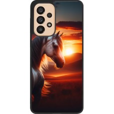 Samsung Galaxy A33 5G Case Hülle - Silikon schwarz Majestätischer Sonnenuntergang Pferd