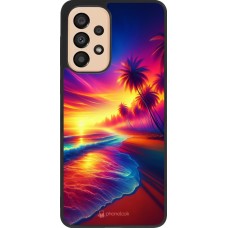 Samsung Galaxy A33 5G Case Hülle - Silikon schwarz Strand Sonnenuntergang auffällig