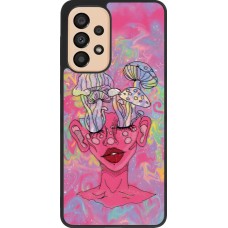 Samsung Galaxy A33 5G Case Hülle - Silikon schwarz Psychedelic pink mushroom