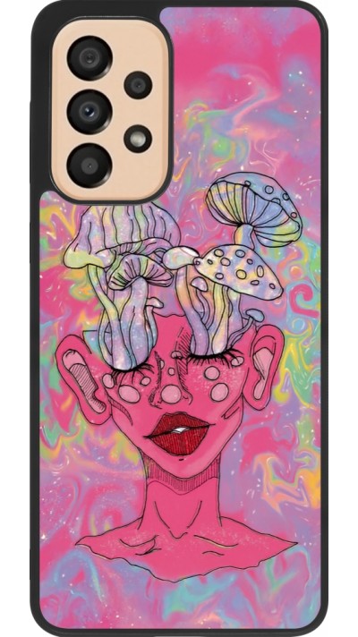 Samsung Galaxy A33 5G Case Hülle - Silikon schwarz Psychedelic pink mushroom