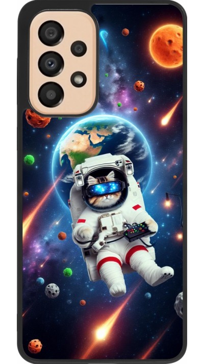 Samsung Galaxy A33 5G Case Hülle - Silikon schwarz VR SpaceCat Odyssee