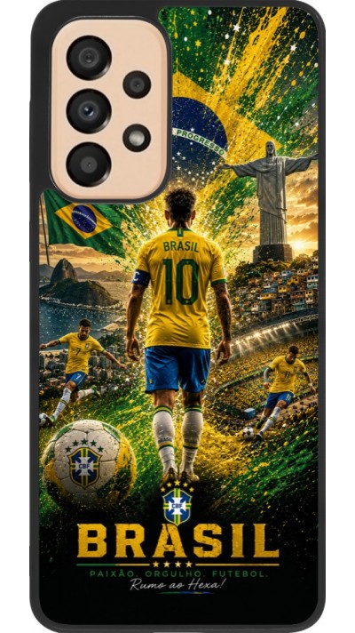 Coque Samsung Galaxy A33 5G - Silicone rigide noir Football Brésil splash 2026