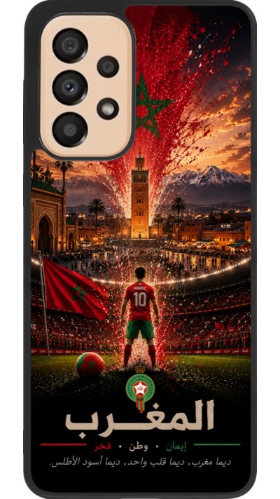 Coque Samsung Galaxy A33 5G - Silicone rigide noir Football Maroc splash 2026