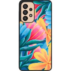 Samsung Galaxy A33 5G Case Hülle - Silikon schwarz Spring 23 colorful flowers